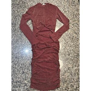AGACI Burgundy Sparkle Midi Dress M